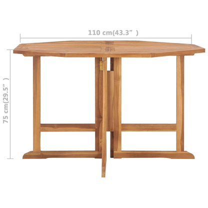 vidaXL Folding Garden Dining Table 110x110x75 cm Solid Wood Teak - Brown