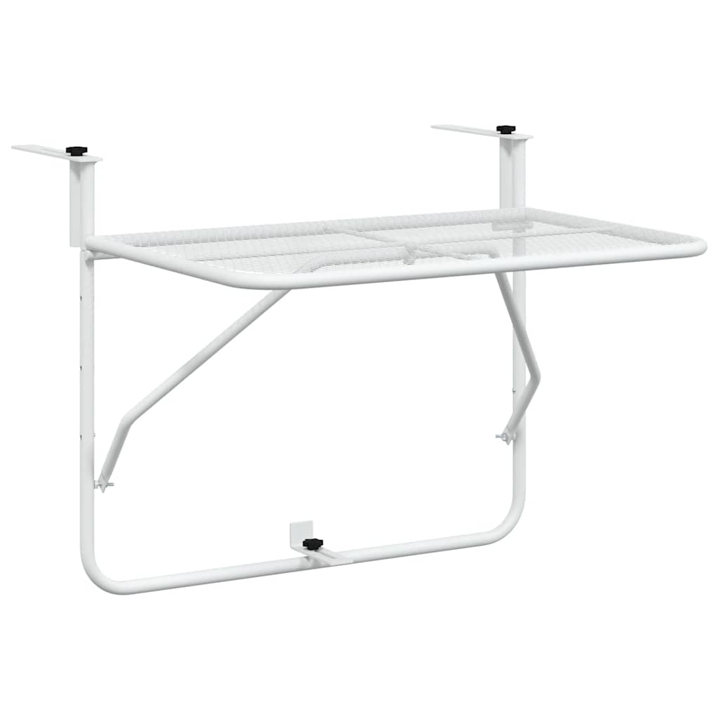 340916 vidaXL Balcony Table White 60x40 cm Steel - 60 x 40 x 65 cm