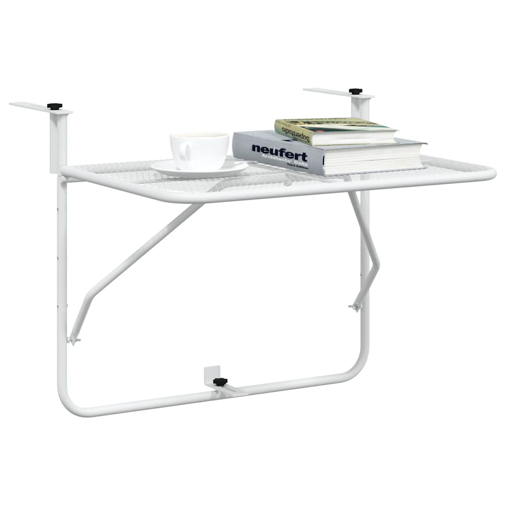 340916 vidaXL Balcony Table White 60x40 cm Steel - 60 x 40 x 65 cm