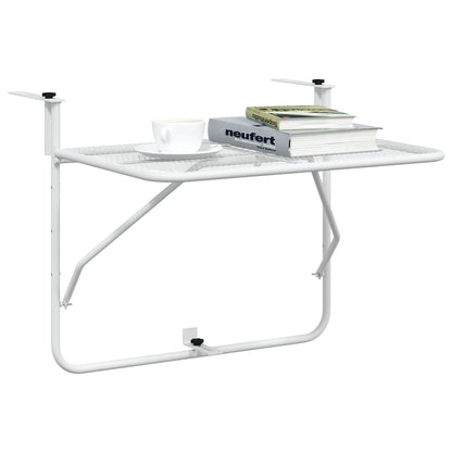 340916 vidaXL Balcony Table White 60x40 cm Steel - 60 x 40 x 65 cm