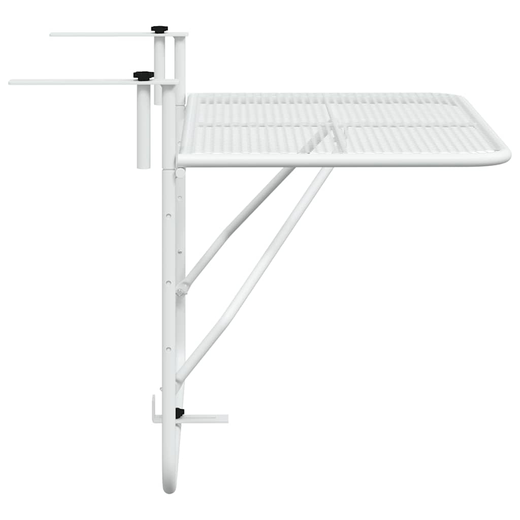 340916 vidaXL Balcony Table White 60x40 cm Steel - 60 x 40 x 65 cm