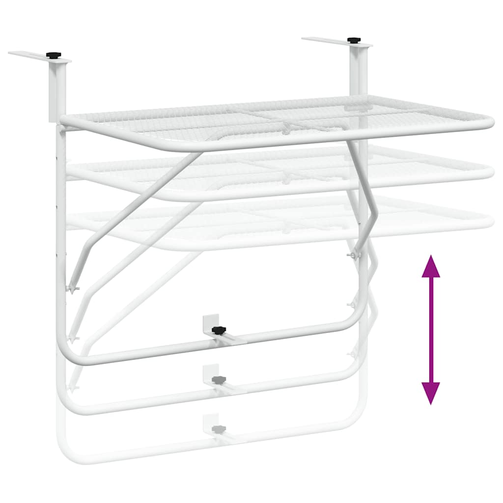 340916 vidaXL Balcony Table White 60x40 cm Steel - 60 x 40 x 65 cm