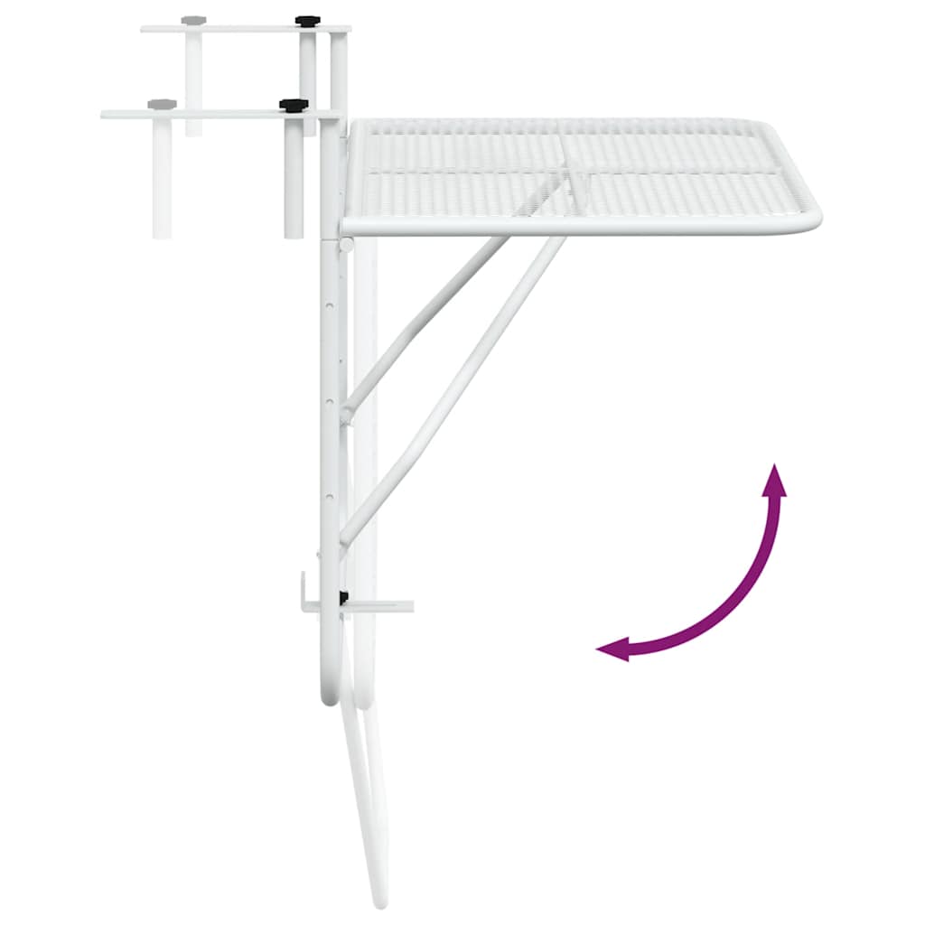 340916 vidaXL Balcony Table White 60x40 cm Steel - 60 x 40 x 65 cm
