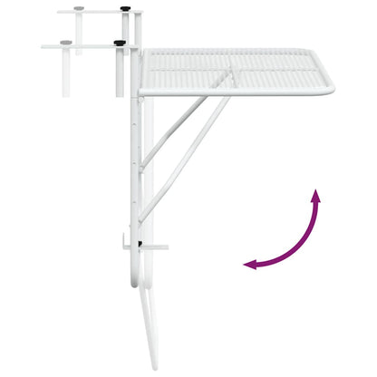 340916 vidaXL Balcony Table White 60x40 cm Steel - 60 x 40 x 65 cm
