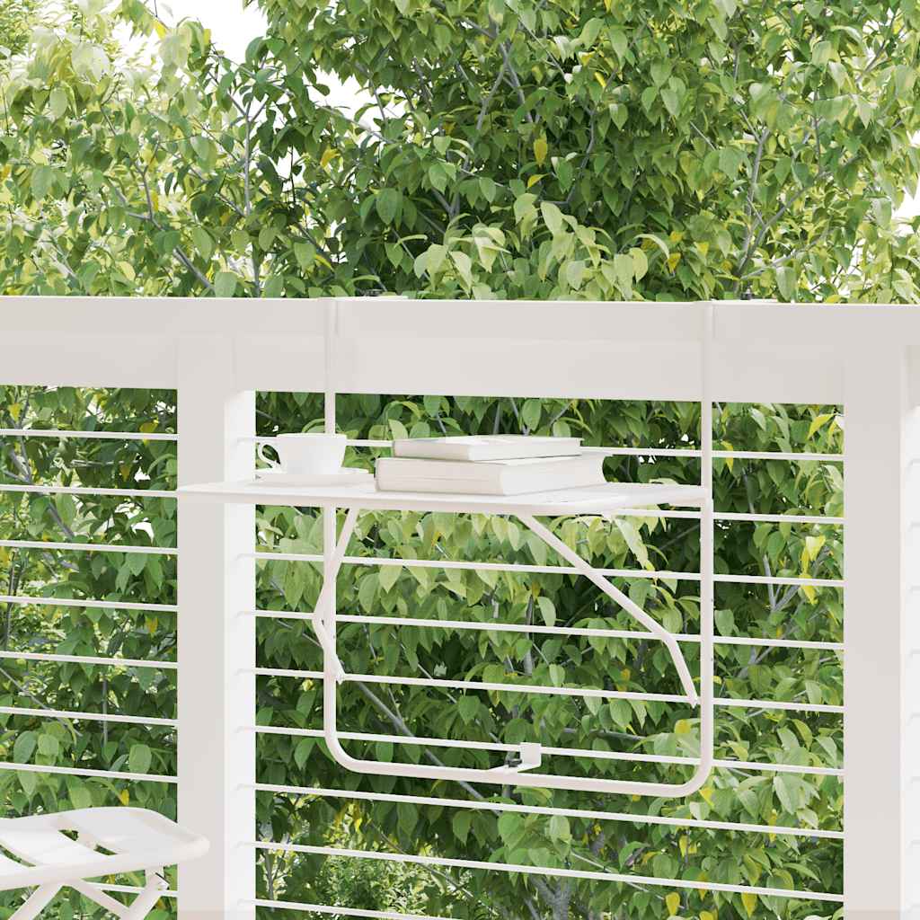 340916 vidaXL Balcony Table White 60x40 cm Steel - 60 x 40 x 65 cm