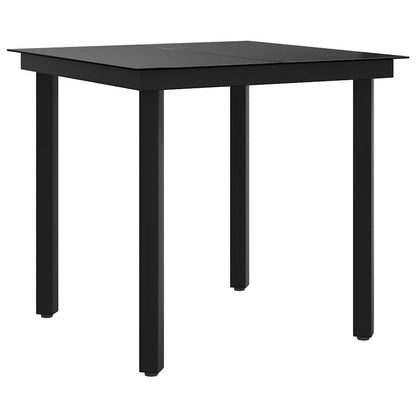 vidaXL Garden Dining Table Black 80x80x74 cm Steel and Glass - 24360
