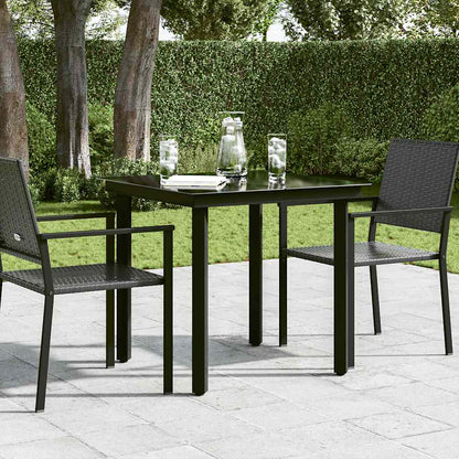vidaXL Garden Dining Table Black 80x80x74 cm Steel and Glass - 24360