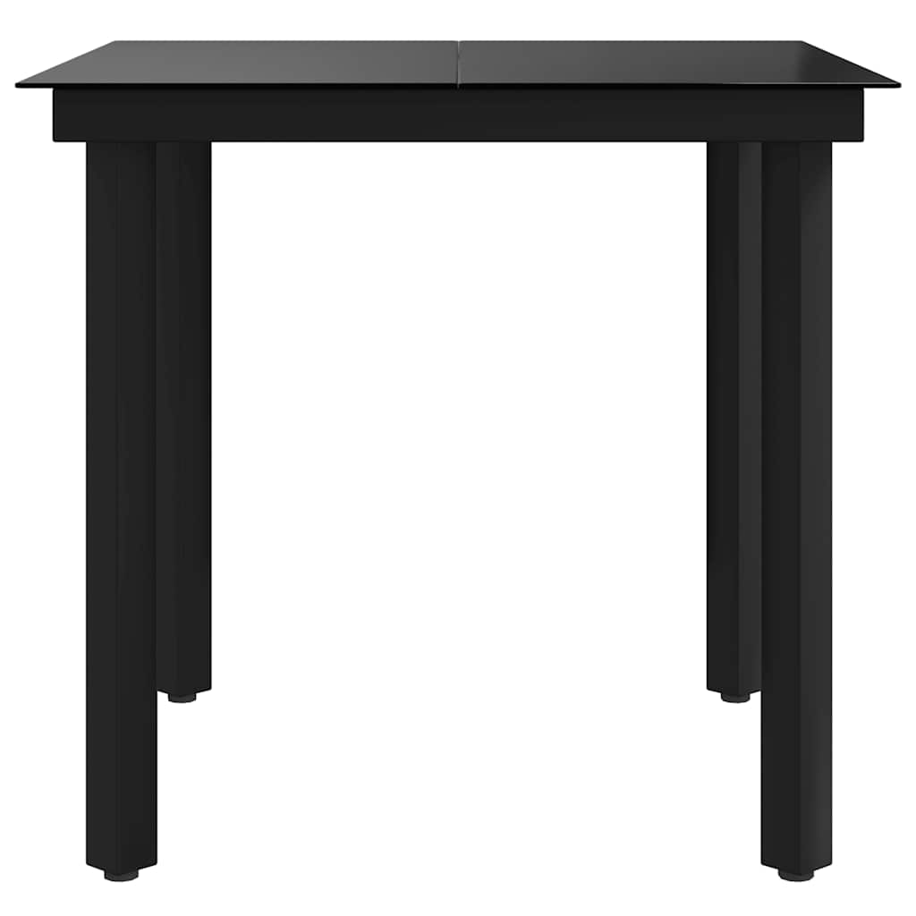 vidaXL Garden Dining Table Black 80x80x74 cm Steel and Glass - 24360