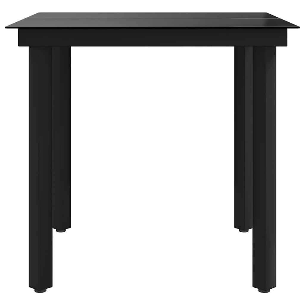 vidaXL Garden Dining Table Black 80x80x74 cm Steel and Glass - 24360