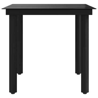 vidaXL Garden Dining Table Black 80x80x74 cm Steel and Glass - 24360