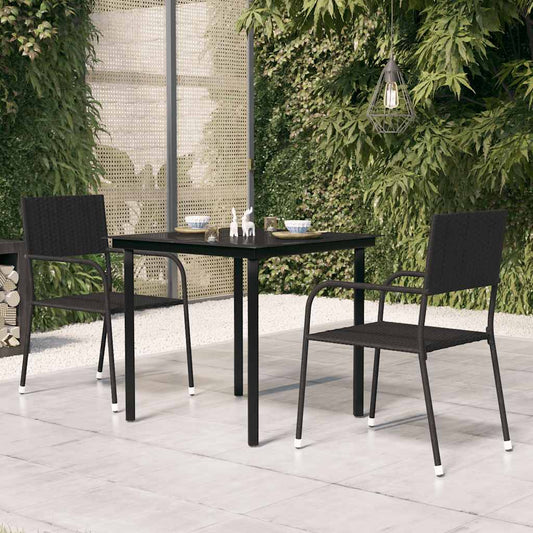 vidaXL Garden Dining Table Black 80x80x74 cm Steel and Glass - 24360