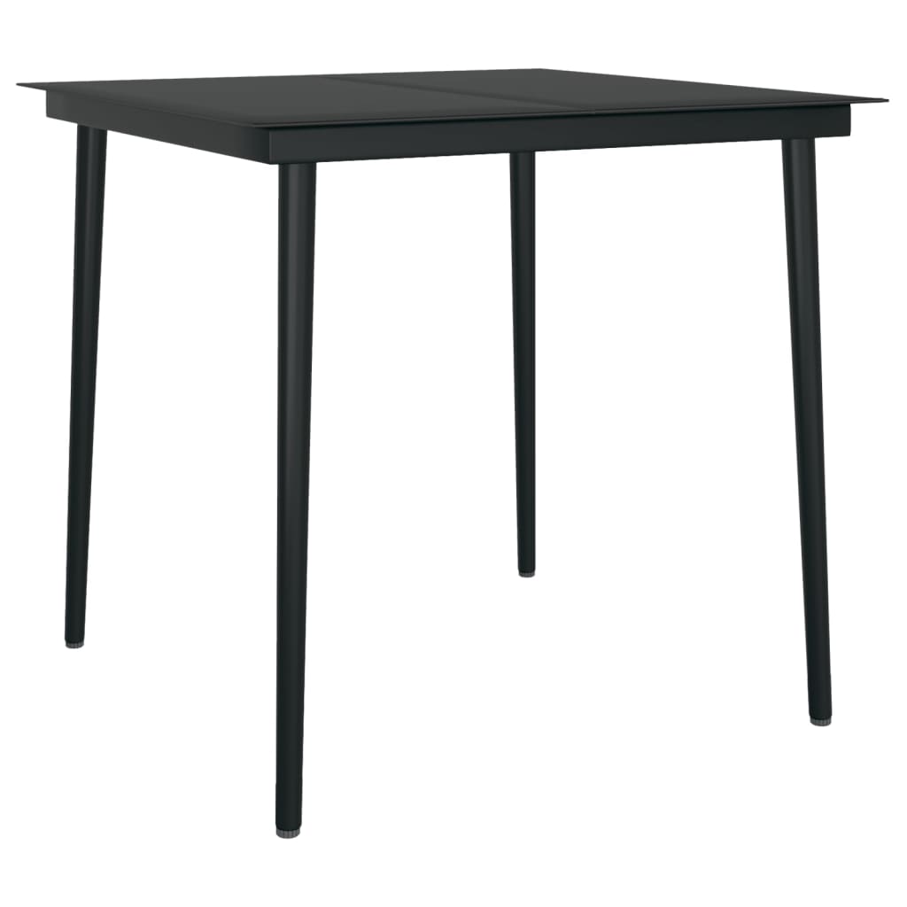 vidaXL Garden Dining Table Black 80x80x74 cm Steel and Glass - 24372