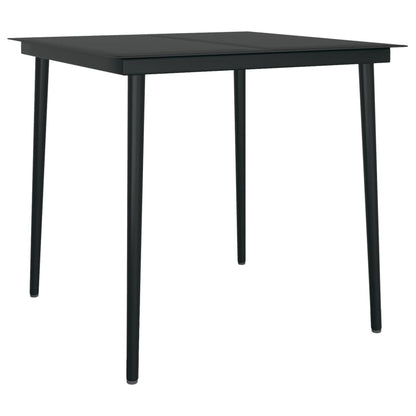 vidaXL Garden Dining Table Black 80x80x74 cm Steel and Glass - 24372