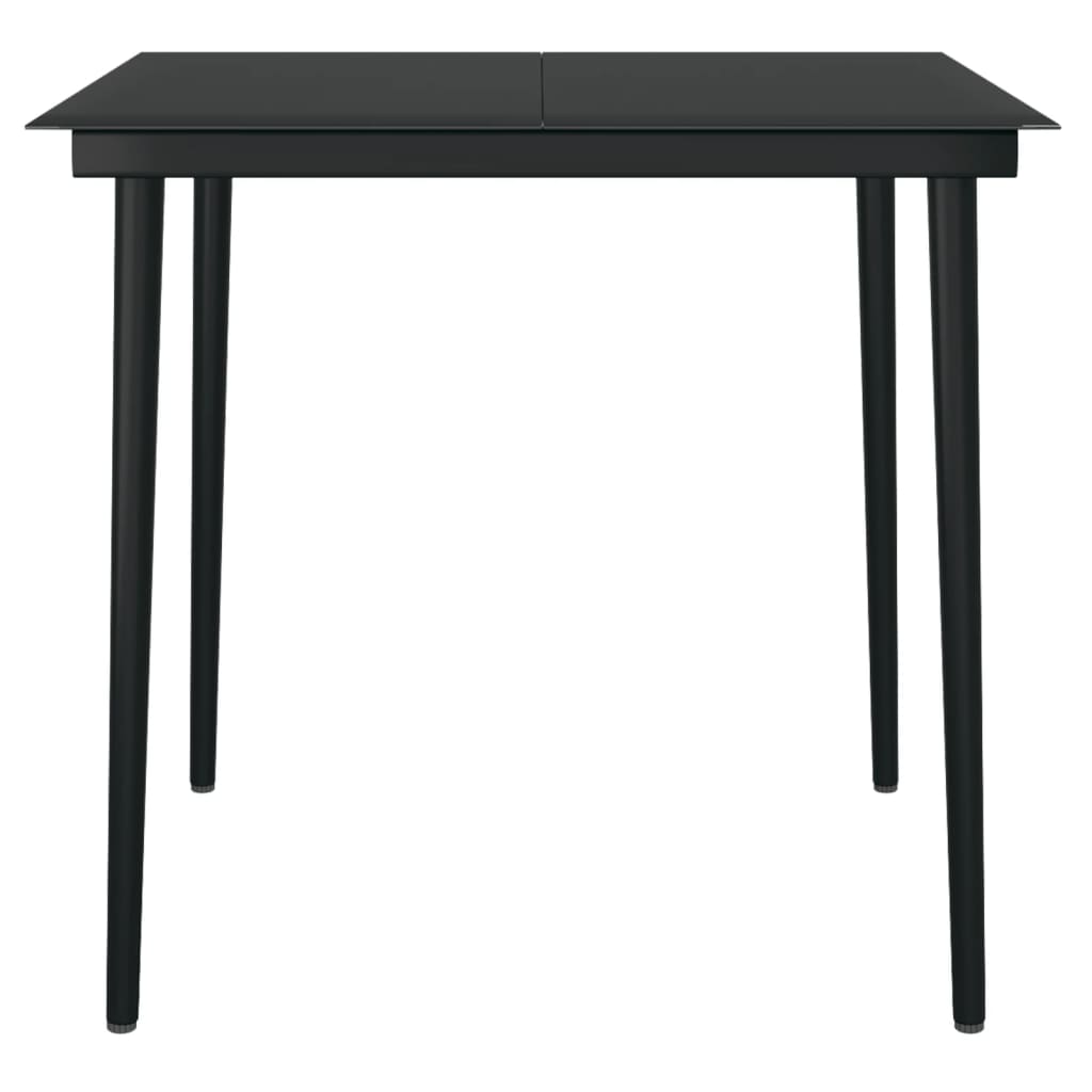 vidaXL Garden Dining Table Black 80x80x74 cm Steel and Glass - 24372