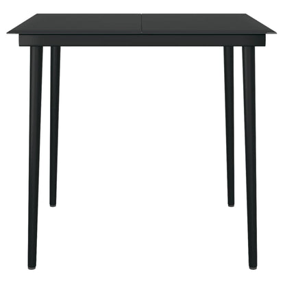 vidaXL Garden Dining Table Black 80x80x74 cm Steel and Glass - 24372