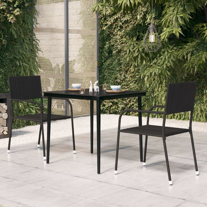 vidaXL Garden Dining Table Black 80x80x74 cm Steel and Glass - 24372