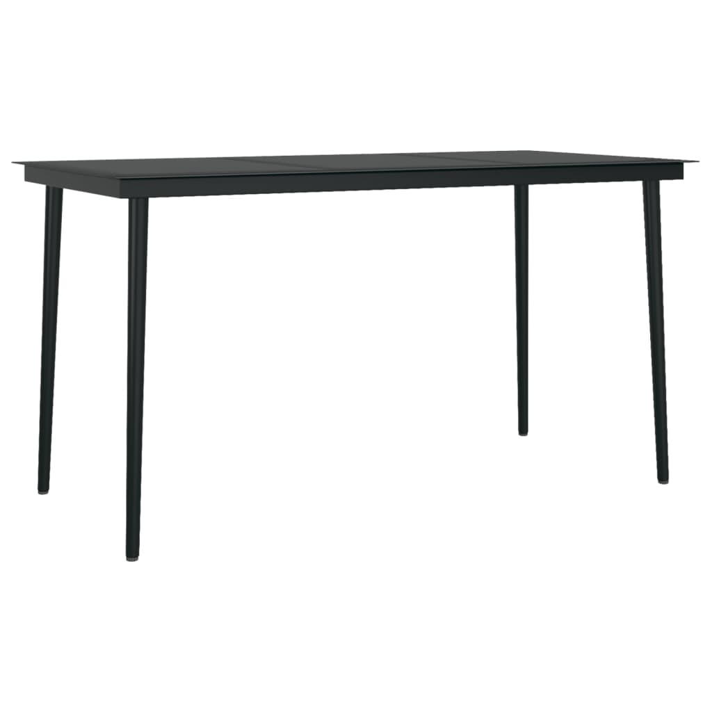 vidaXL Garden Dining Table Black 140x70x74 cm Steel and Glass - 24383
