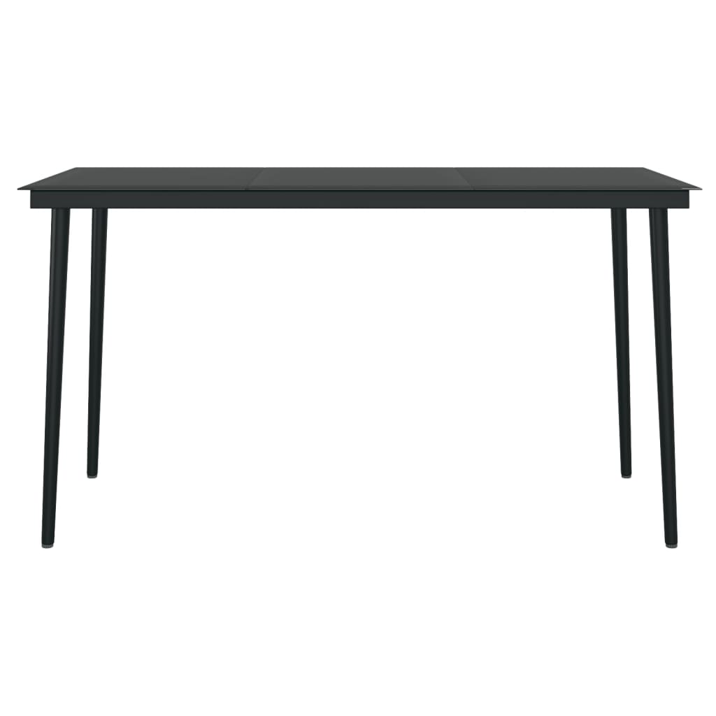 vidaXL Garden Dining Table Black 140x70x74 cm Steel and Glass - 24383
