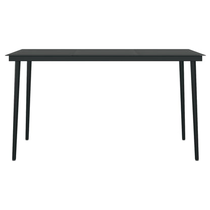 vidaXL Garden Dining Table Black 140x70x74 cm Steel and Glass - 24383