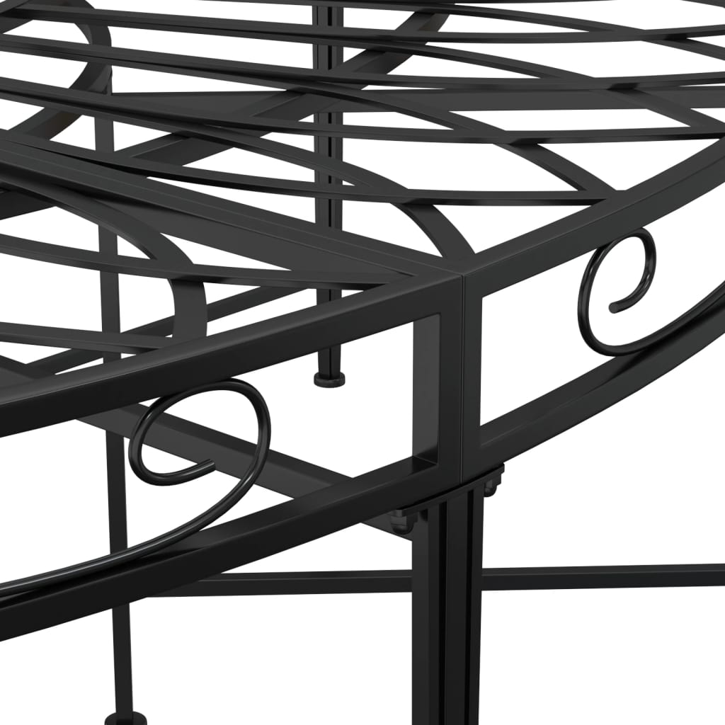 vidaXL Round Tree Bench Ø160 cm Black Steel