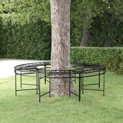 vidaXL Round Tree Bench Ø160 cm Black Steel