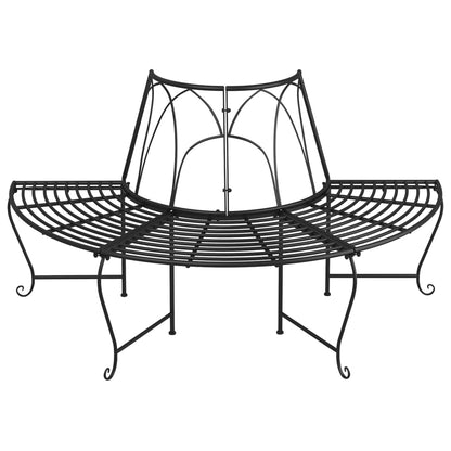 vidaXL Half Round Tree Bench Ø159 cm Black Steel