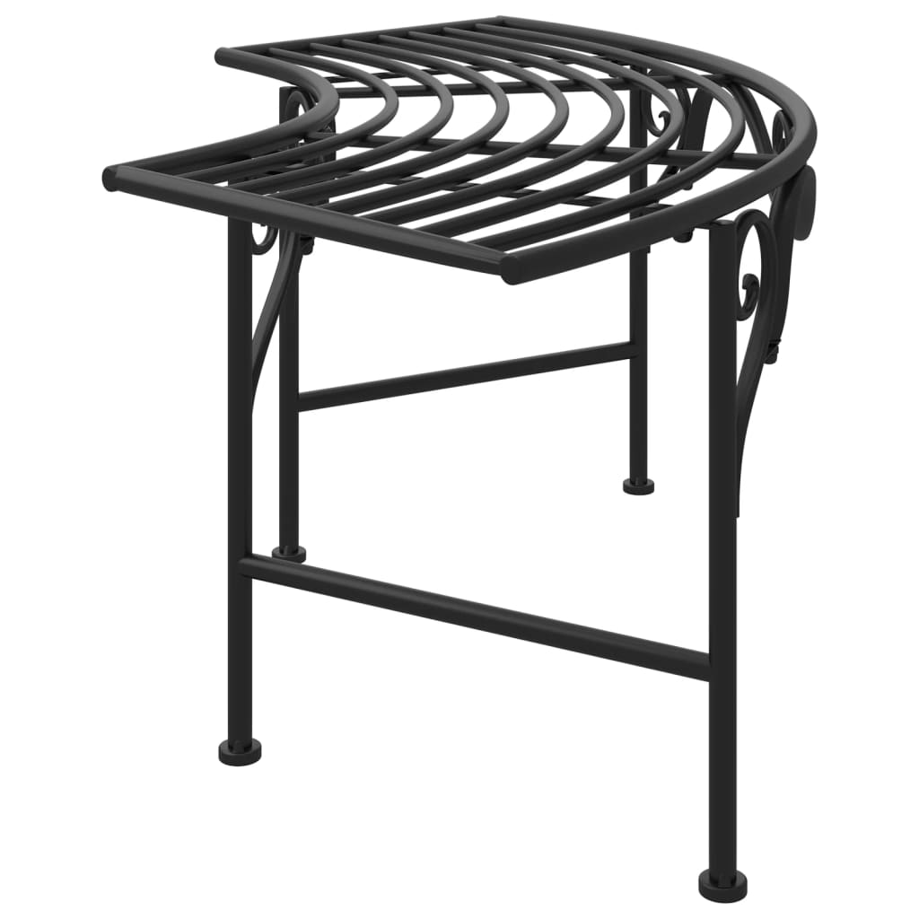 vidaXL Tree Bench 113 cm Black Steel