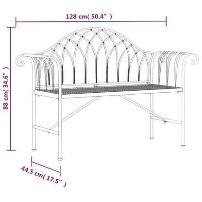 vidaXL 2-Seater Garden Bench 128 cm Black Steel