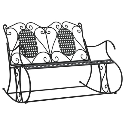 vidaXL 2-Seater Rocking Bench 113 cm Black Steel - 113 x 84 x 94 cm