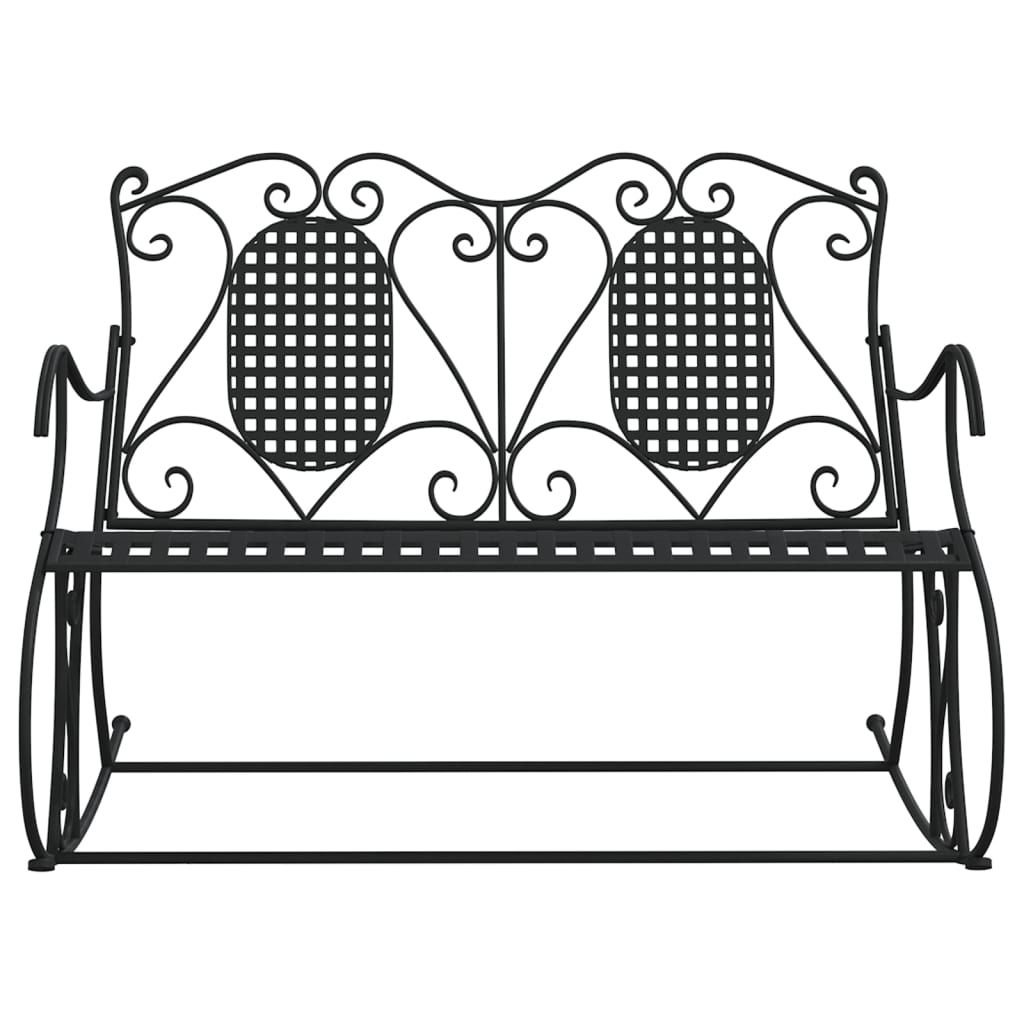 vidaXL 2-Seater Rocking Bench 113 cm Black Steel - 113 x 84 x 94 cm