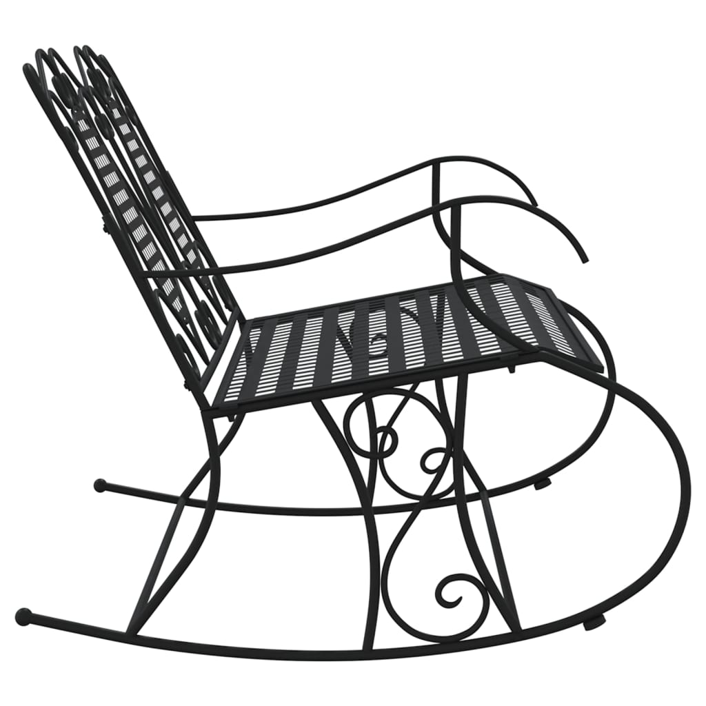 vidaXL 2-Seater Rocking Bench 113 cm Black Steel - 113 x 84 x 94 cm