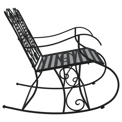 vidaXL 2-Seater Rocking Bench 113 cm Black Steel - 113 x 84 x 94 cm