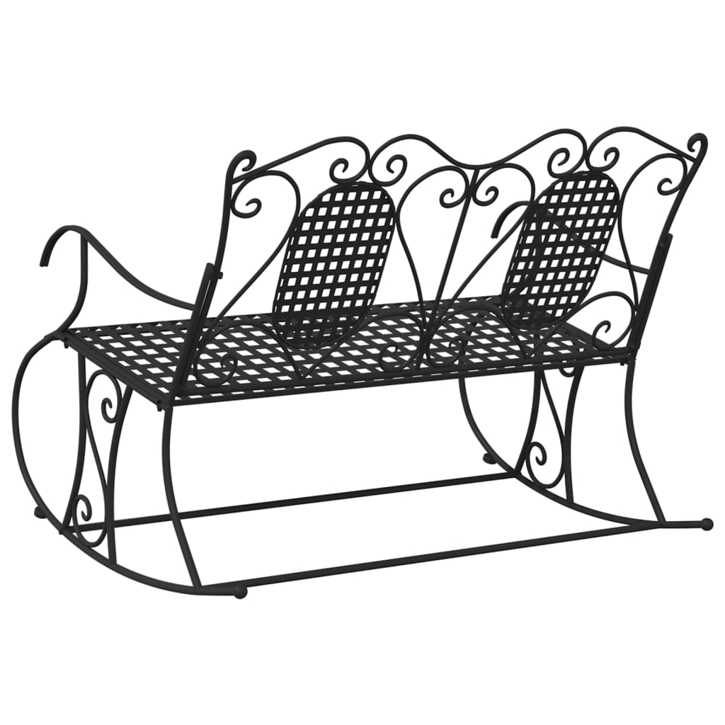 vidaXL 2-Seater Rocking Bench 113 cm Black Steel - 113 x 84 x 94 cm