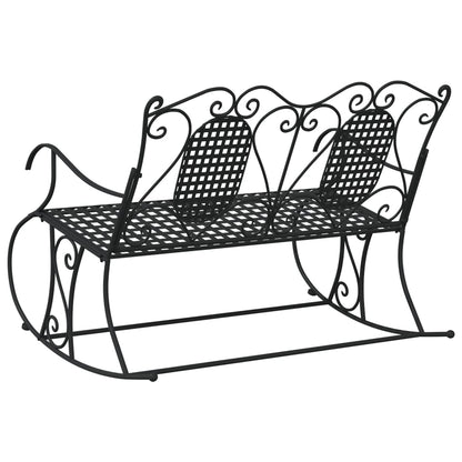 vidaXL 2-Seater Rocking Bench 113 cm Black Steel - 113 x 84 x 94 cm