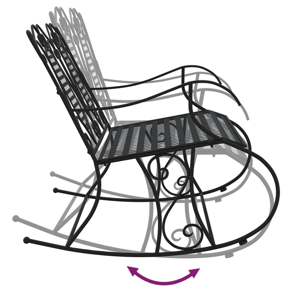 vidaXL 2-Seater Rocking Bench 113 cm Black Steel - 113 x 84 x 94 cm