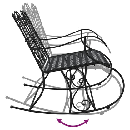 vidaXL 2-Seater Rocking Bench 113 cm Black Steel - 113 x 84 x 94 cm