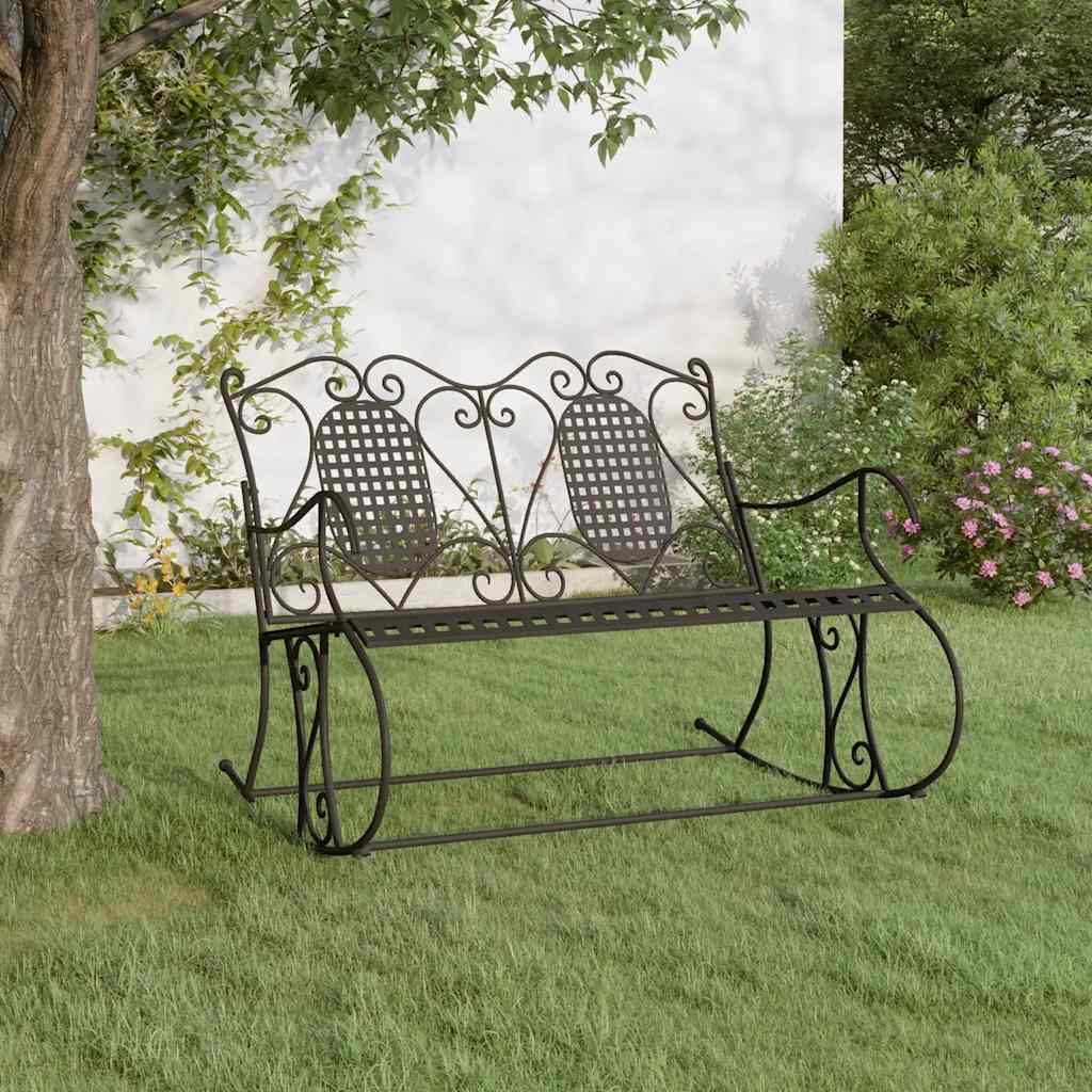 vidaXL 2-Seater Rocking Bench 113 cm Black Steel - 113 x 84 x 94 cm