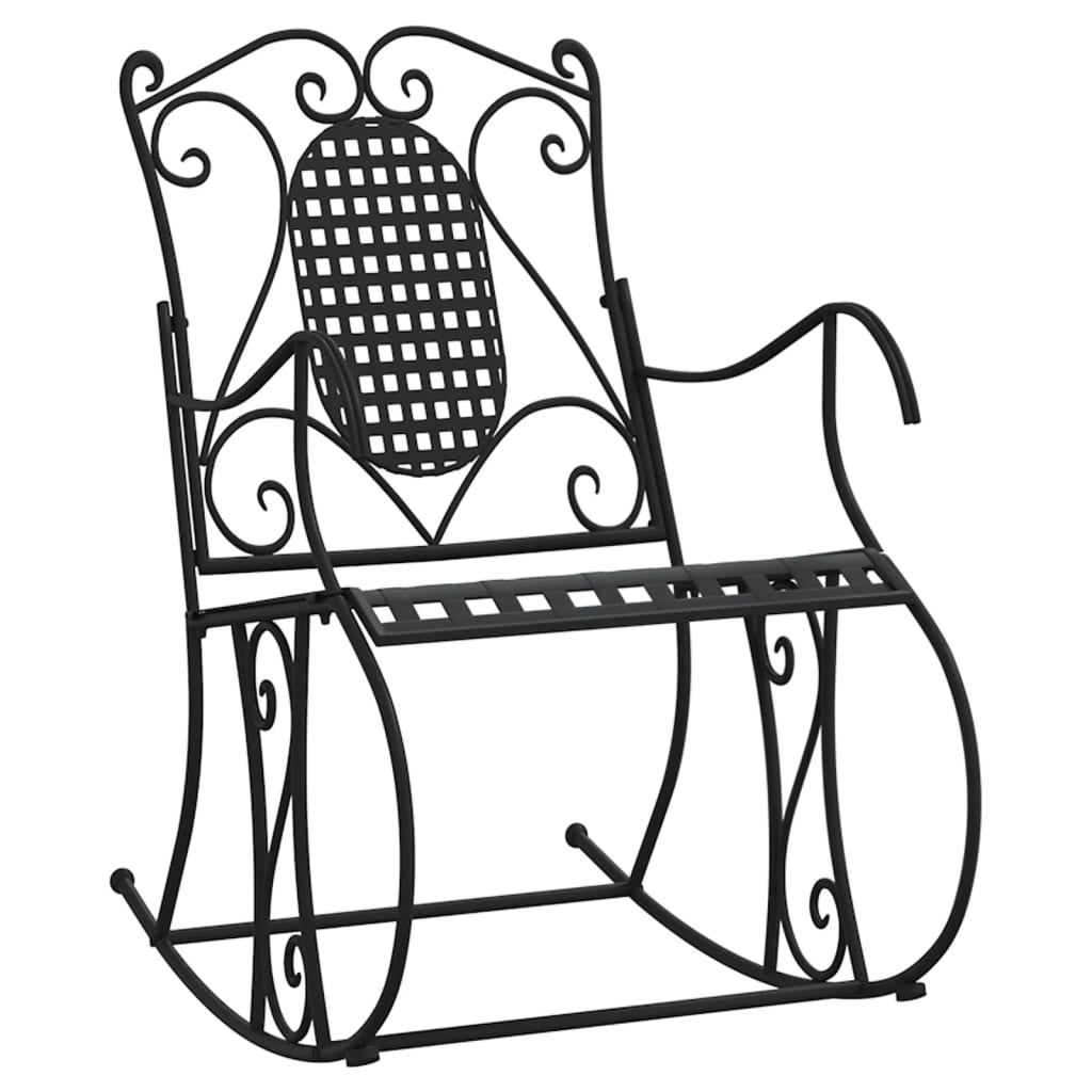 vidaXL Rocking Bench 84 cm Black Steel - 84 x 54 x 95 cm