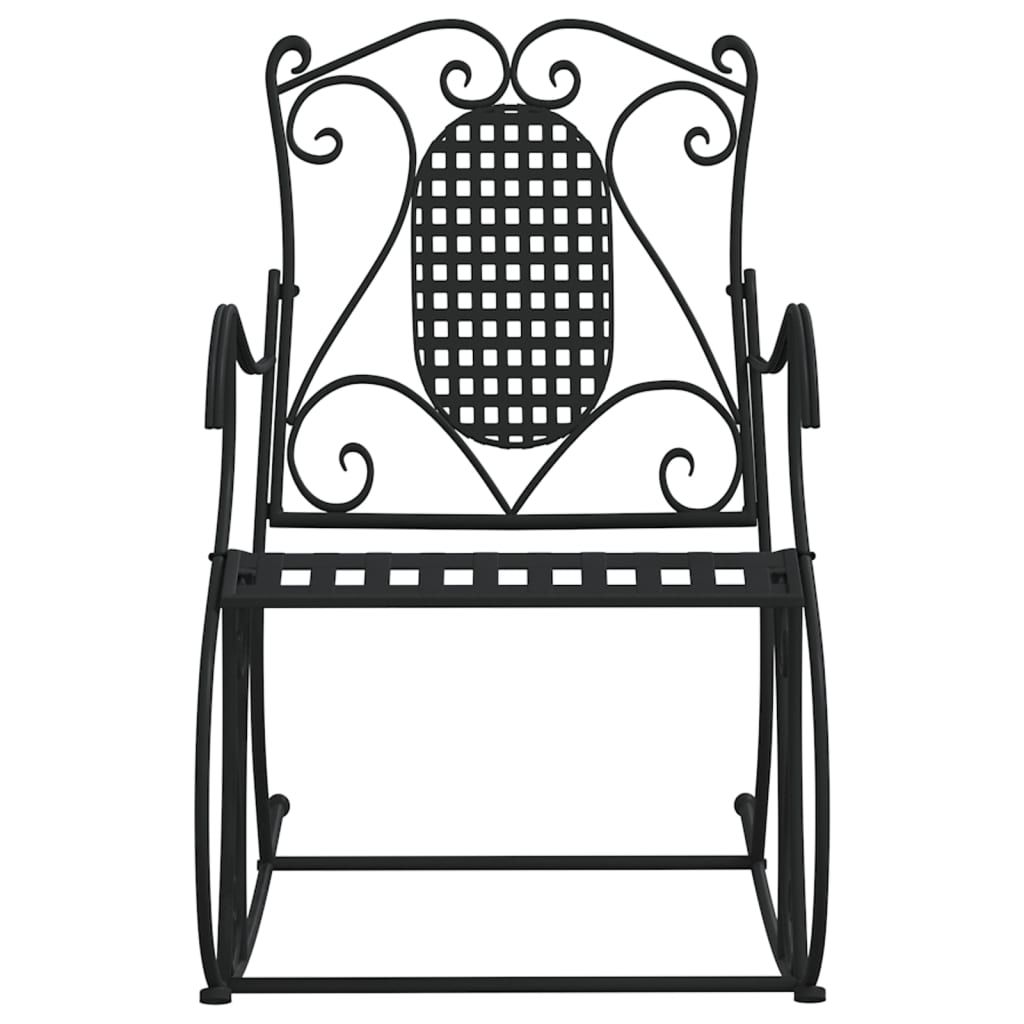 vidaXL Rocking Bench 84 cm Black Steel - 84 x 54 x 95 cm