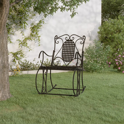 vidaXL Rocking Bench 84 cm Black Steel - 84 x 54 x 95 cm