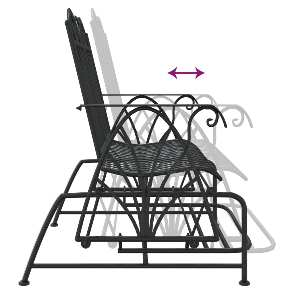 vidaXL Glider Bench | Black | Steel | Medium | Glider Bench | Rectangular