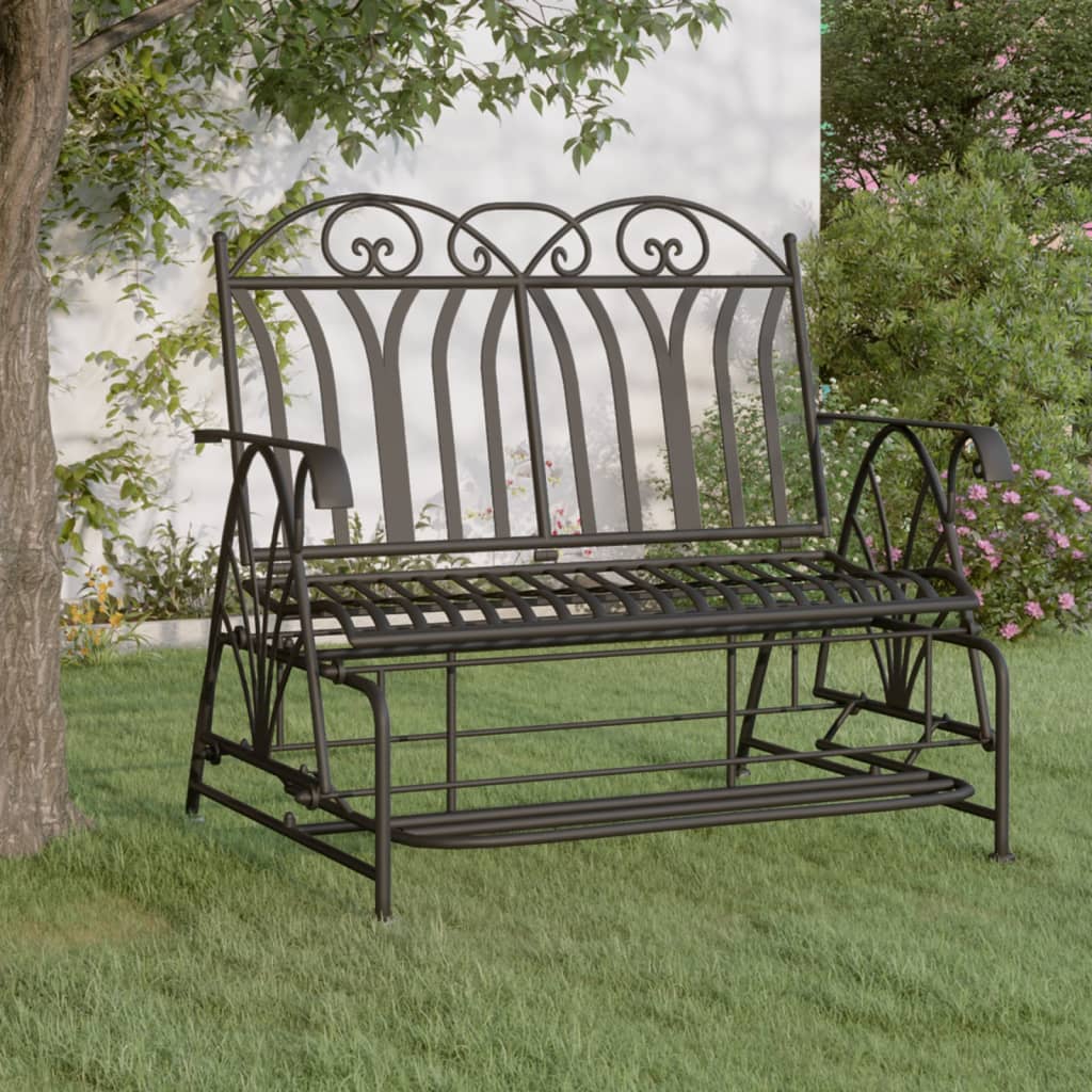 vidaXL Glider Bench | Black | Steel | Medium | Glider Bench | Rectangular