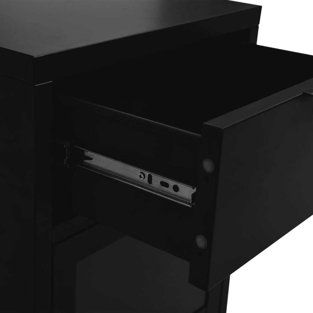 vidaXL Nightstands 2 pcs Black 40x30x54.5 cm Steel and Glass