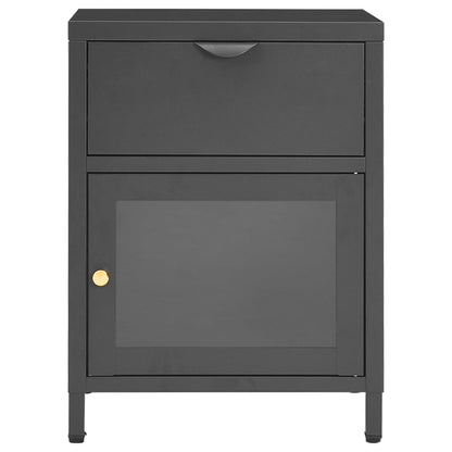 vidaXL Nightstands 2 pcs Anthracite 40x30x54.5 cm Steel and Glass