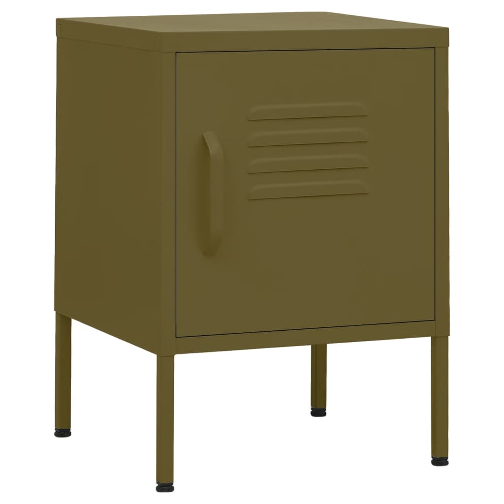 vidaXL Nightstand | Set of 2 | Olive Green | Steel | Compact