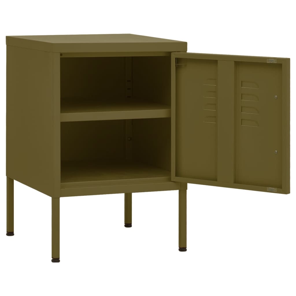 vidaXL Nightstand | Set of 2 | Olive Green | Steel | Compact