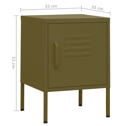 vidaXL Nightstand | Set of 2 | Olive Green | Steel | Compact