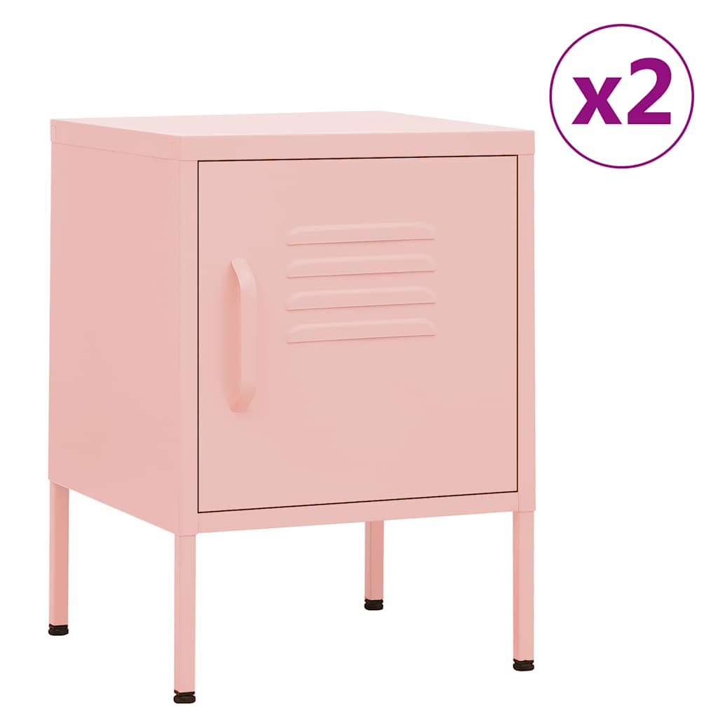 vidaXL Nightstands 2 pcs Pink 35x35x51 cm Steel