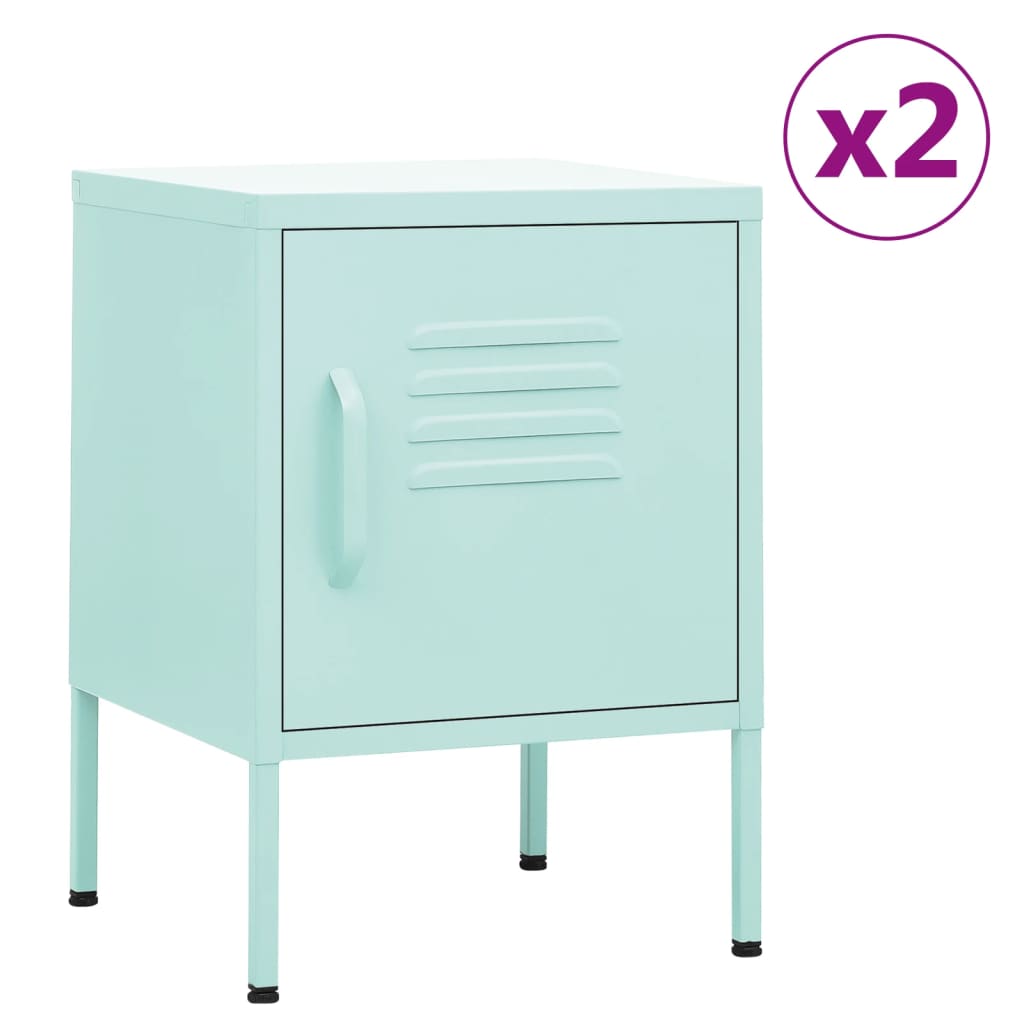 vidaXL Nightstands 2 pcs Mint 35x35x51 cm Steel - Green