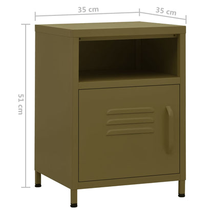 vidaXL Nightstands 2 pcs Olive Green 35x35x51 cm Steel